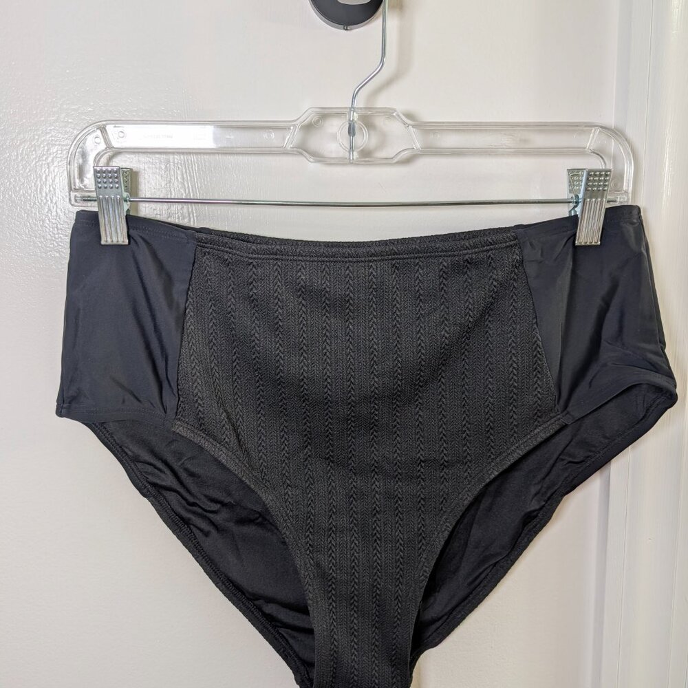 Cupshe NWT Black One-Shoulder Bikini Top & High-Waisted Bottoms Set Size L - Picture 4 of 11